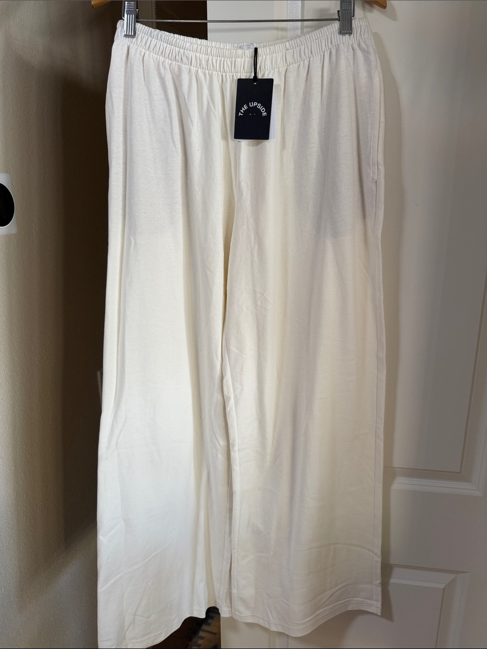 The Upside Soho Cream Wide-Leg Sweatpants